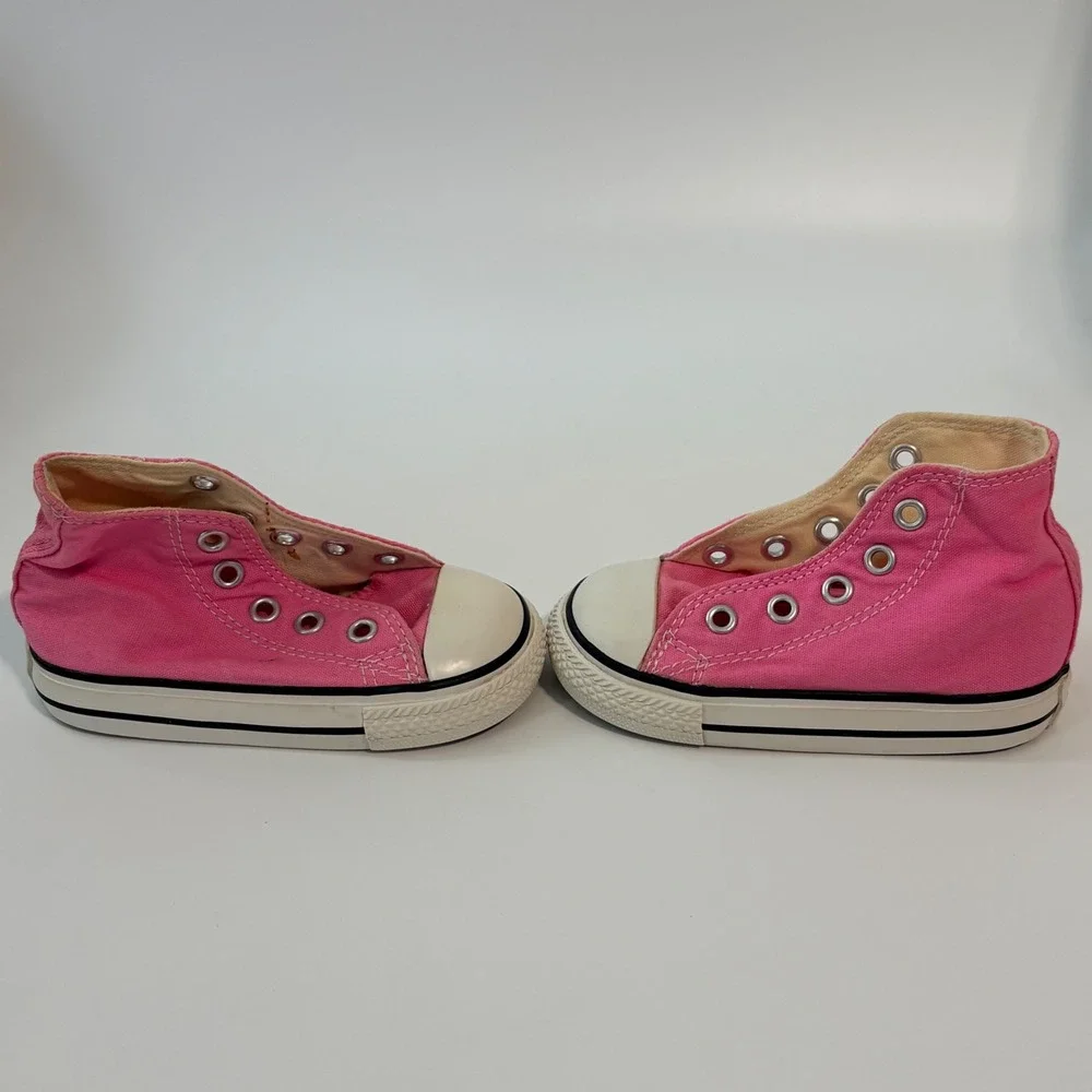 Converse Sneakers Pink High Top Toddler Baby Size 5 Pink‎ Pre-owned No Laces